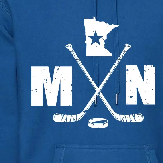 Mn Hockey Gift The State Of Ice Hockey Gift Premium Hoodie