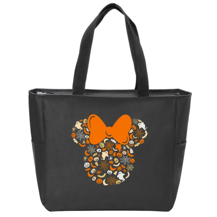 Mouse Halloween Ghosts Pumpkins Spiders Zip Tote Bag