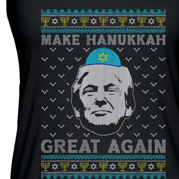 Make Hanukkah Great Again Trump Jewish Ugly Chanukah Sweater Ladies Essential Flowy Tank