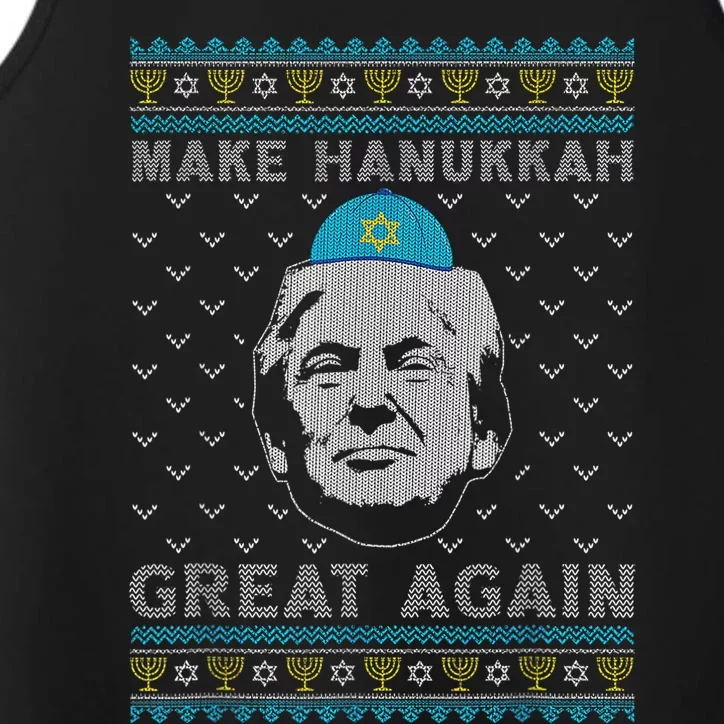 Make Hanukkah Great Again Trump Jewish Ugly Chanukah Sweater Performance Tank