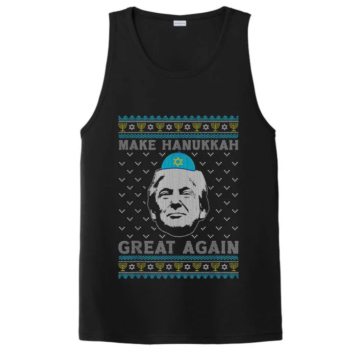 Make Hanukkah Great Again Trump Jewish Ugly Chanukah Sweater Performance Tank