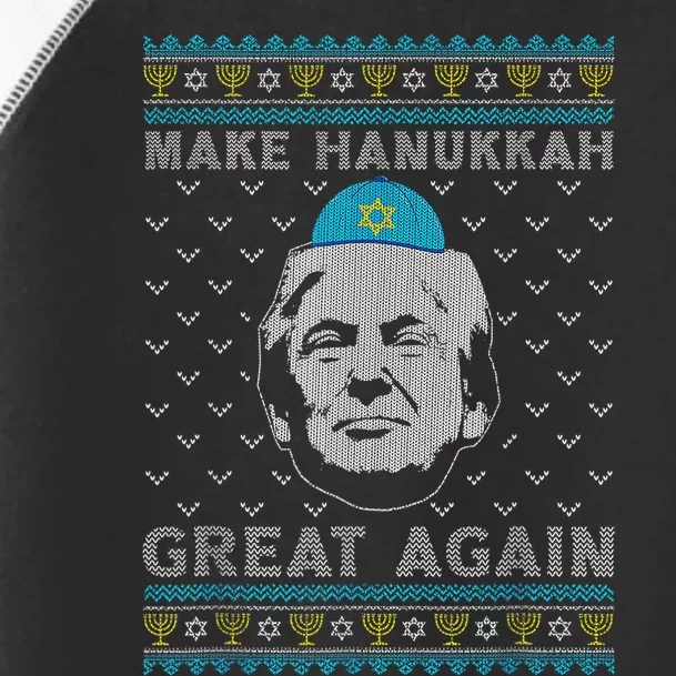 Make Hanukkah Great Again Trump Jewish Ugly Chanukah Sweater Toddler Fine Jersey T-Shirt