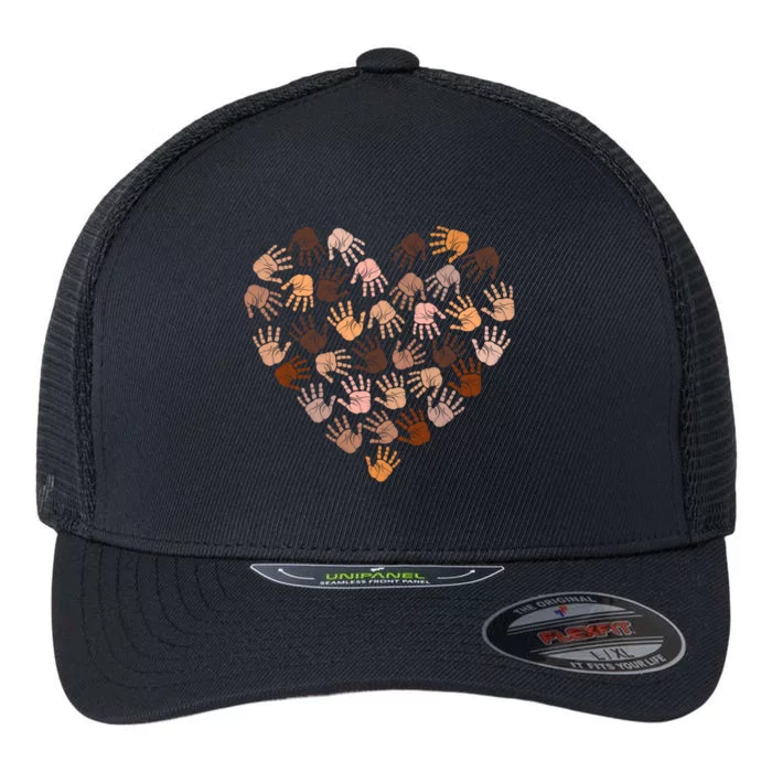 Melanin Hands Heart Diversity Black Pride Gift Flexfit Unipanel Trucker Cap