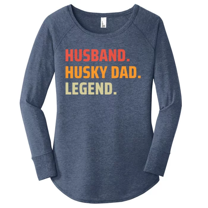 Men Husband Husky Dad Legend Siberian Huskies Dog Dad Father Women's Perfect Tri Tunic Long Sleeve Shirt