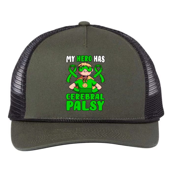 My Hero Has Cerebral Palsy Patient Cp Green Awareness Ribbon Great Gift Retro Rope Trucker Hat Cap