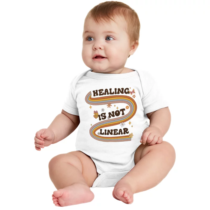 Mental Health Healing Is Not Linear Therapy Baby Bodysuit