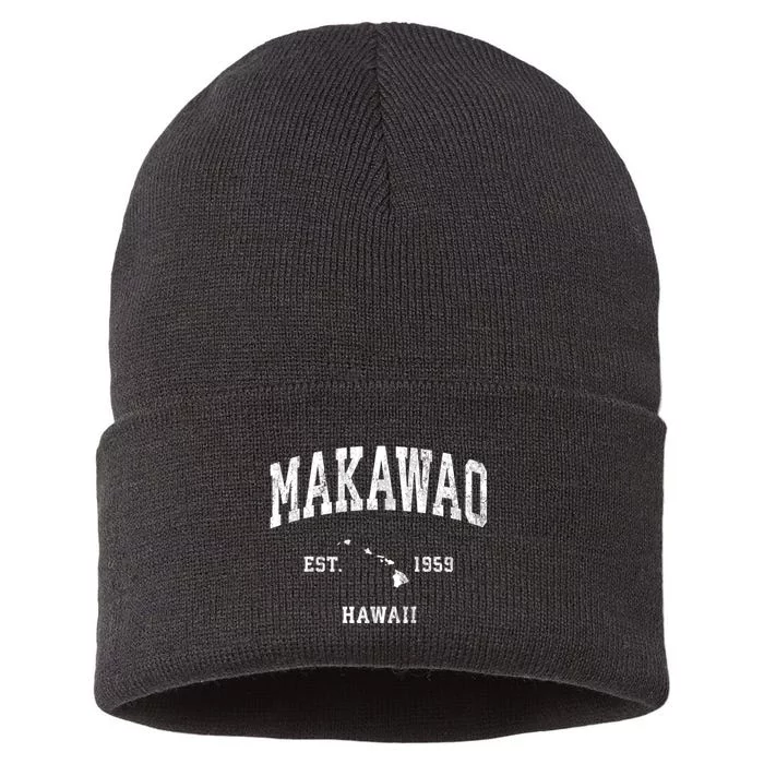 Makawao Hawaii Hi Vintage Athletic Sports Sustainable Knit Beanie