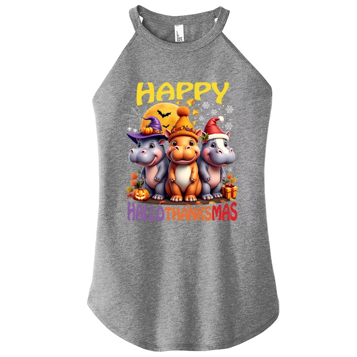 Moodeng Hippo Happy Hallothanksmas Famous Pigmy Moodeng Gift Women’s Perfect Tri Rocker Tank