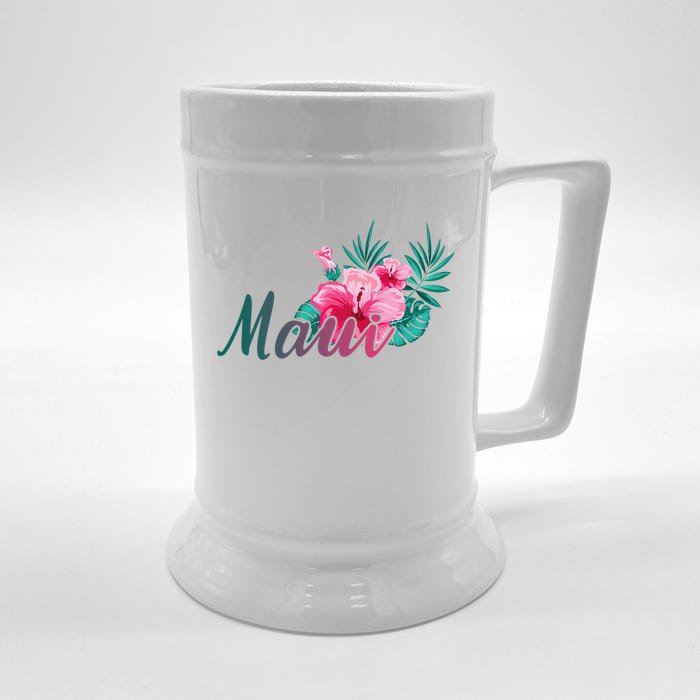 Maui Hawaii Hibiscus Flowers Hawaiian Front & Back Beer Stein