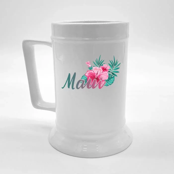 Maui Hawaii Hibiscus Flowers Hawaiian Front & Back Beer Stein