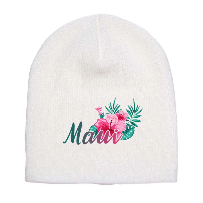 Maui Hawaii Hibiscus Flowers Hawaiian Short Acrylic Beanie