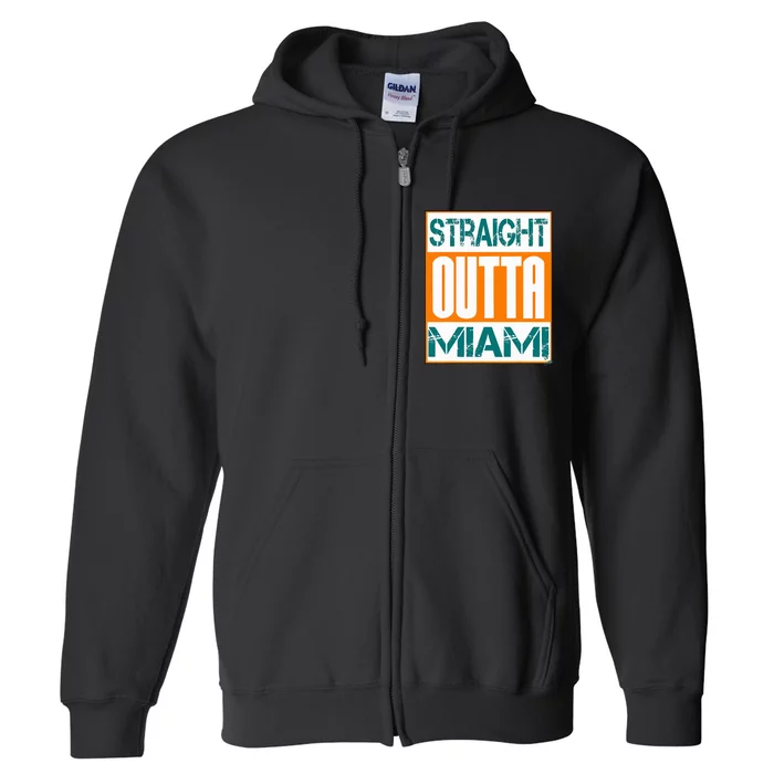 Miami Hip Hop City Name Straight Outta Miami Full Zip Hoodie