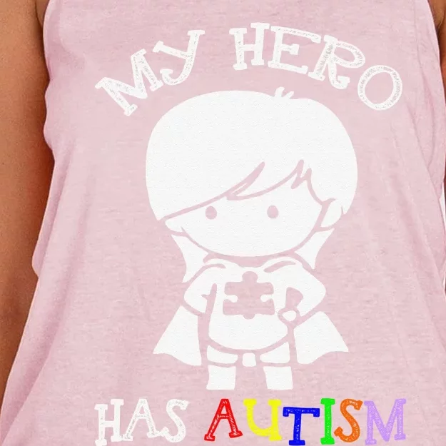 My Hero Has Autism Cute Awareness Women's Knotted Racerback Tank