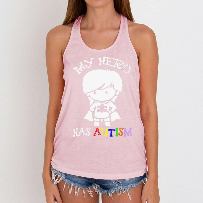 My Hero Has Autism Cute Awareness Women's Knotted Racerback Tank