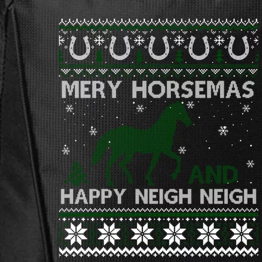 Merry Horsemas Horse Rider Christmas Ugly Xmas City Backpack