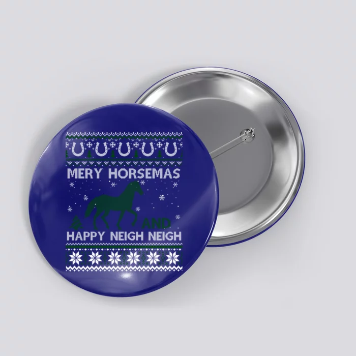 Merry Horsemas Horse Rider Christmas Ugly Xmas Button