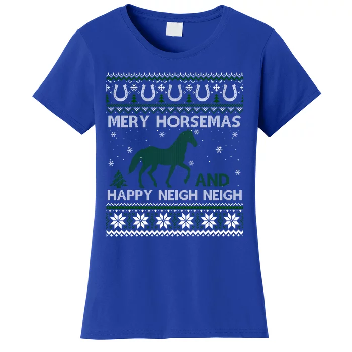 Merry Horsemas Horse Rider Christmas Ugly Xmas Women's T-Shirt