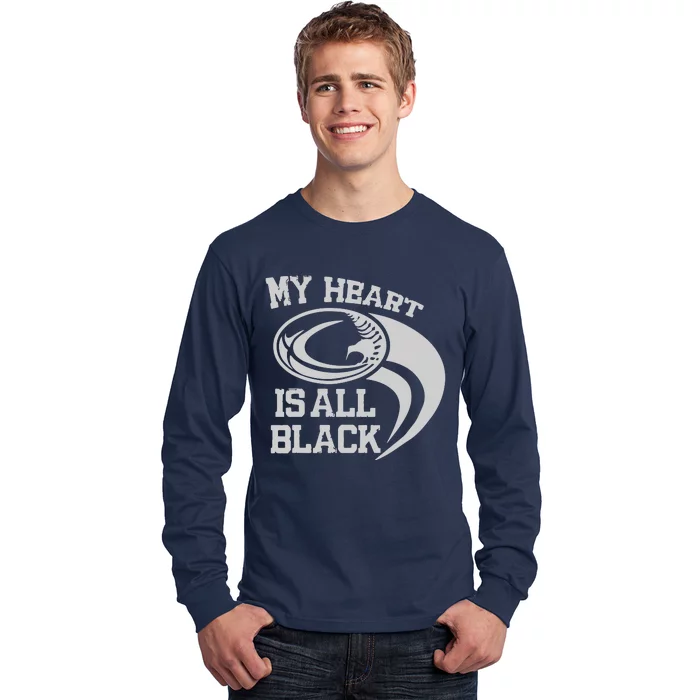 My Heart Is All Black Rugby New Zealand Fan Long Sleeve Shirt