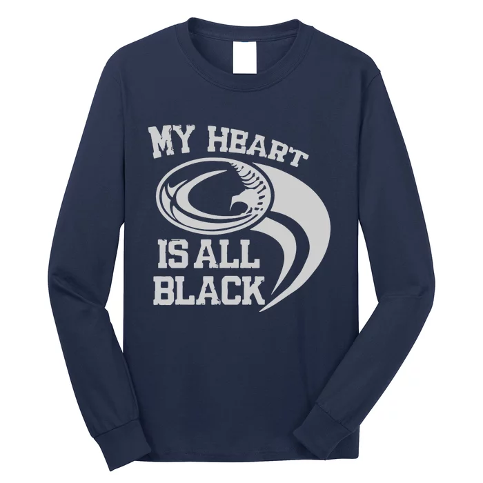 My Heart Is All Black Rugby New Zealand Fan Long Sleeve Shirt