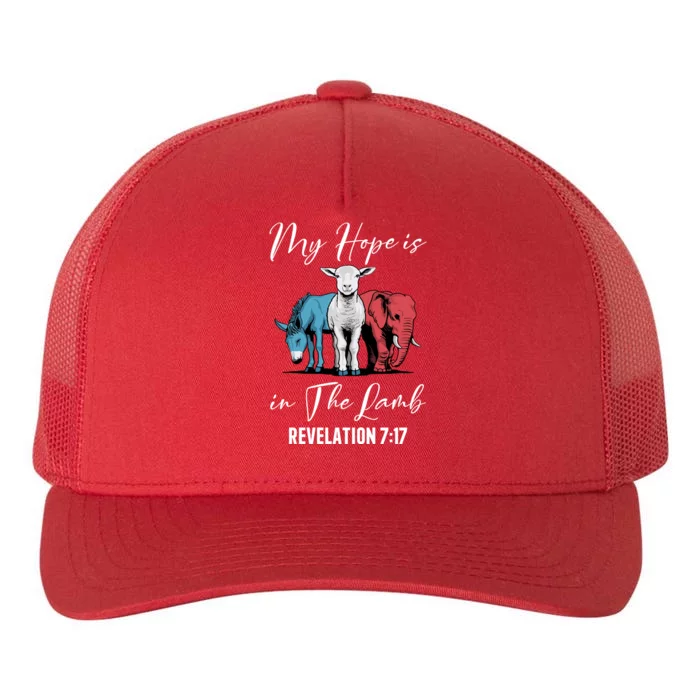 My Hope Is In The Lamb Christian Stand With Christ Gift Yupoong Adult 5-Panel Trucker Hat