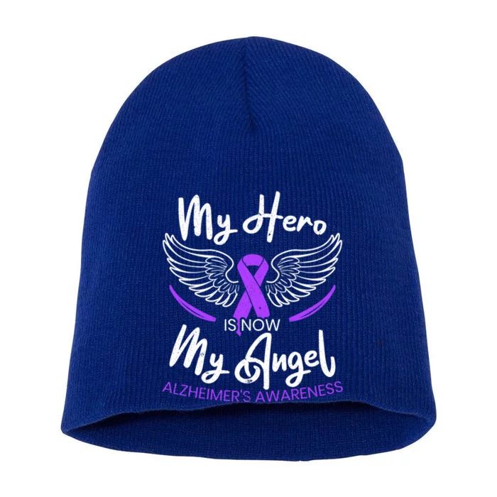 My Hero Is Now My Angel Detia Alzheimer's Awareness Cool Gift Short Acrylic Beanie