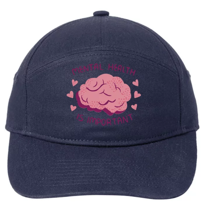 Mental Health Is Important Brain 7-Panel Snapback Hat