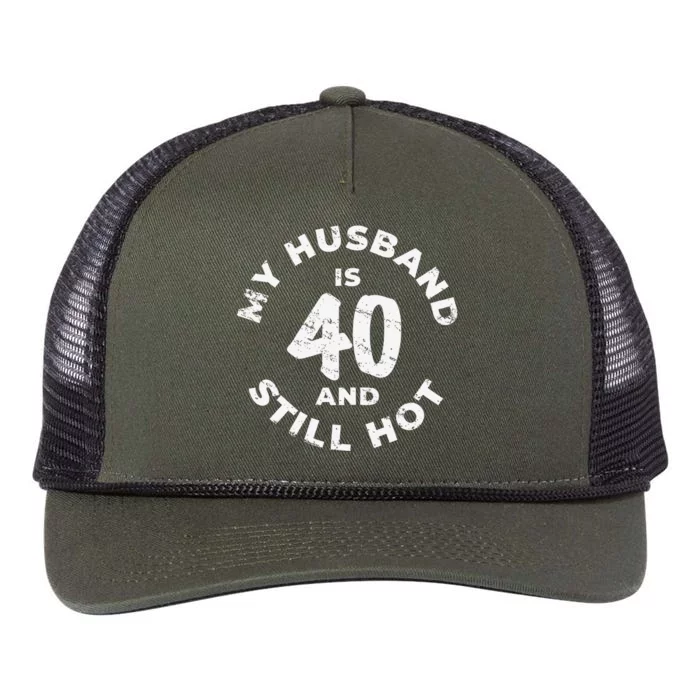 My Husband Is 40 And Still Hot 40th Birthday Retro Rope Trucker Hat Cap