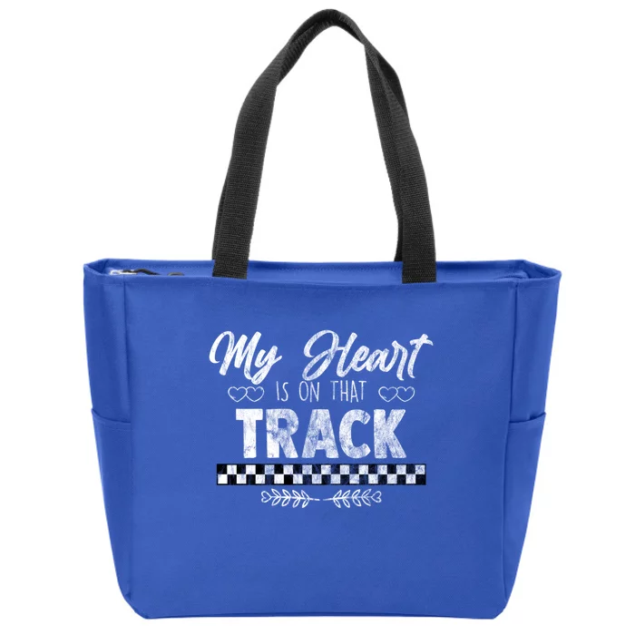 My Heart Is On That Track Drag Racing Race Car Driver Gift Cool Gift Zip Tote Bag