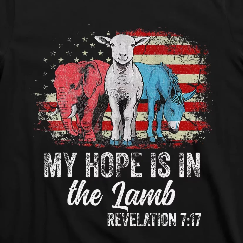 My Hope Is In The Lamb Funny Scripture Elephant Donkey Us T-Shirt