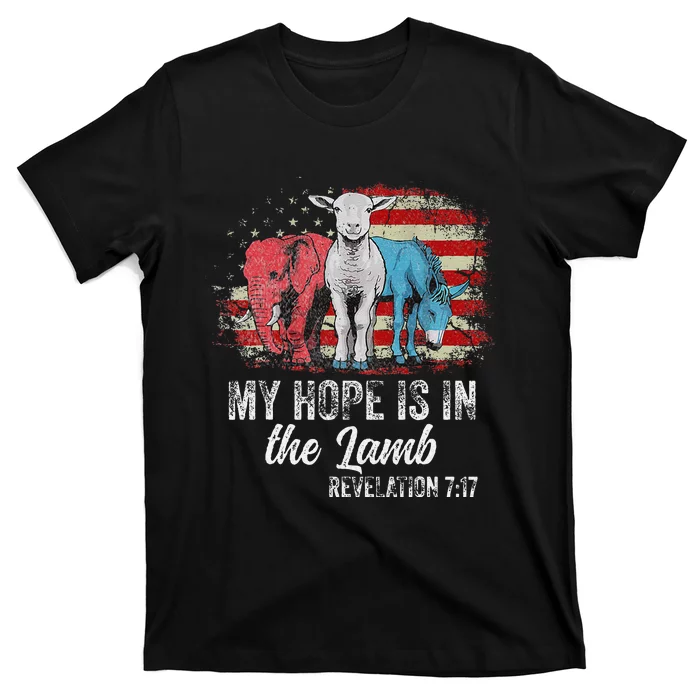 My Hope Is In The Lamb Funny Scripture Elephant Donkey Us T-Shirt