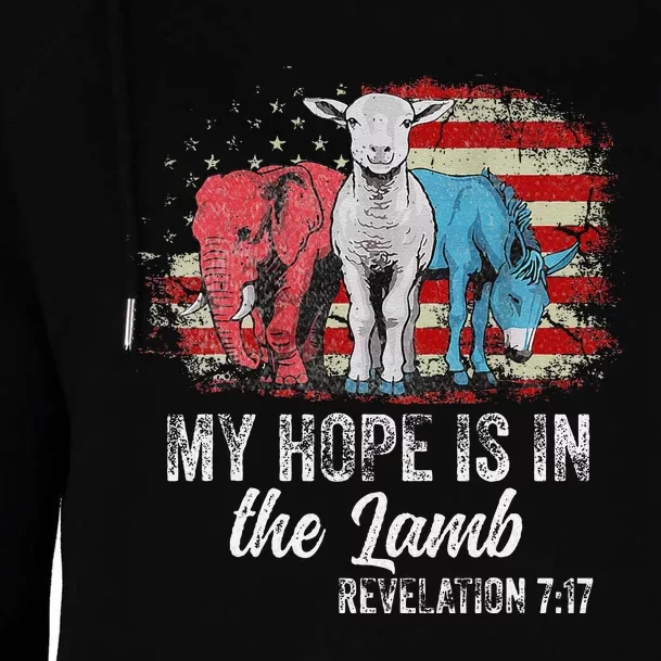 My Hope Is In The Lamb Funny Scripture Elephant Donkey Us Womens Funnel Neck Pullover Hood