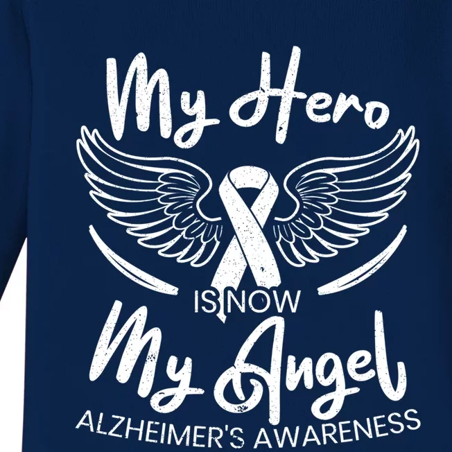 My Hero Is Now My Angel Detia Alzheimer's Awareness Gift Baby Long Sleeve Bodysuit