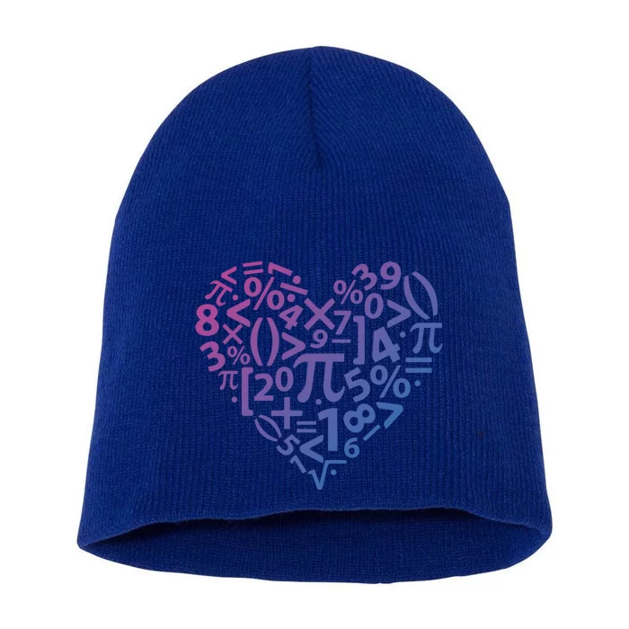 Math Heart I Love Math Math Lovers Gift Math Teacher Gift Short Acrylic Beanie