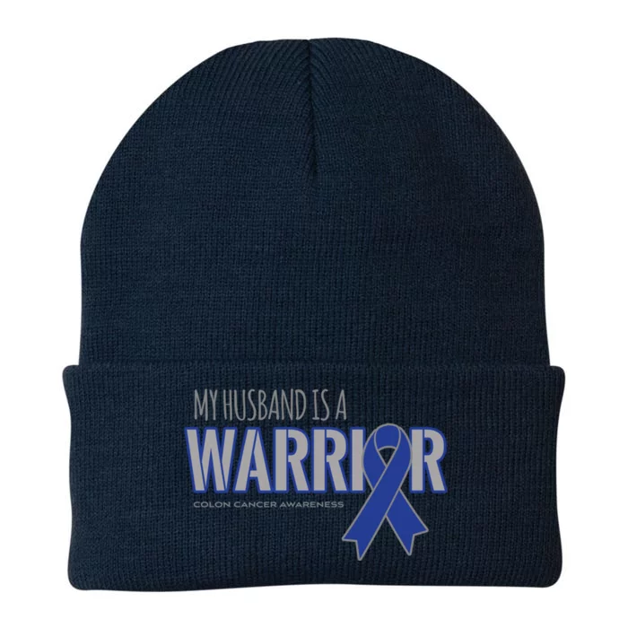 My Husband Is A Warrior Colon Cancer Support Gift Knit Cap Winter Beanie