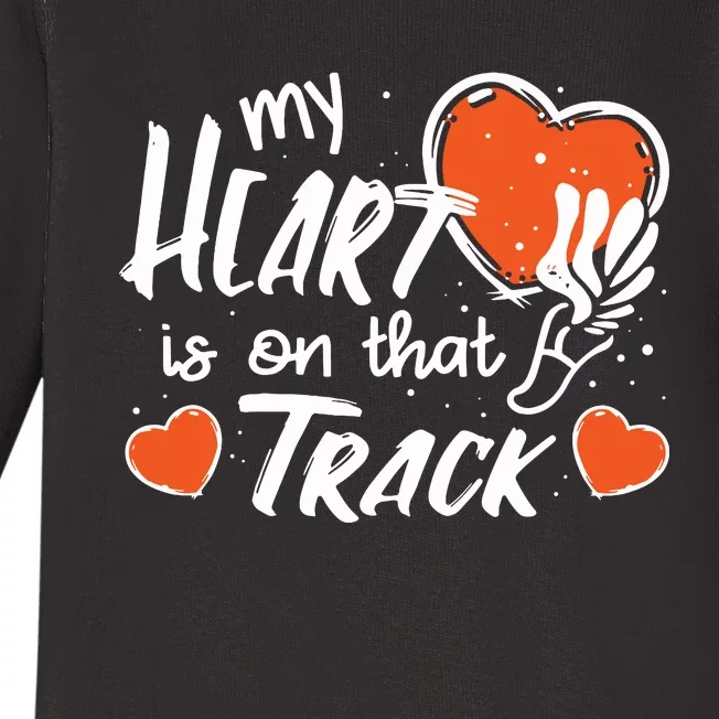 My Heart Is On That Track Track And Field Mom Baby Long Sleeve Bodysuit