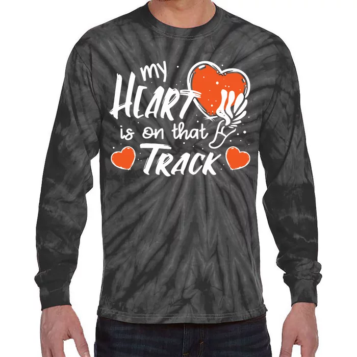 My Heart Is On That Track Track And Field Mom Tie-Dye Long Sleeve Shirt