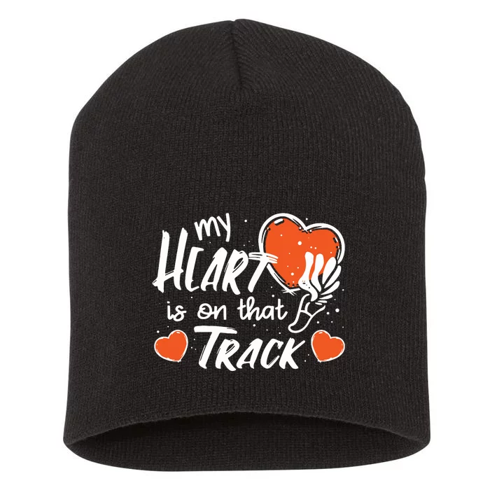 My Heart Is On That Track Track And Field Mom Short Acrylic Beanie