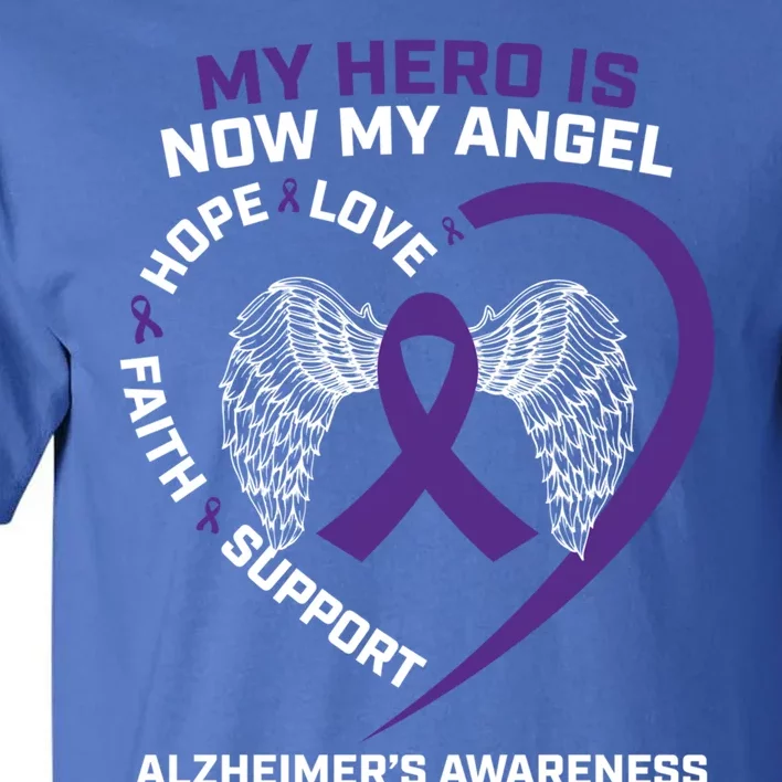 My Hero Is Now My Angel Detia Purple Alzheimers Awareness Gift Tall T-Shirt