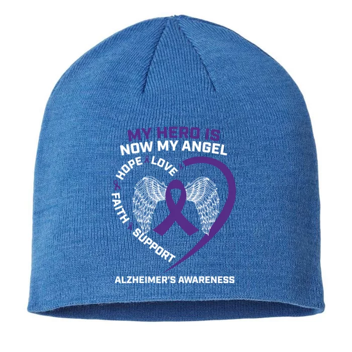 My Hero Is Now My Angel Detia Purple Alzheimers Awareness Gift 8 1/2in Sustainable Knit Beanie