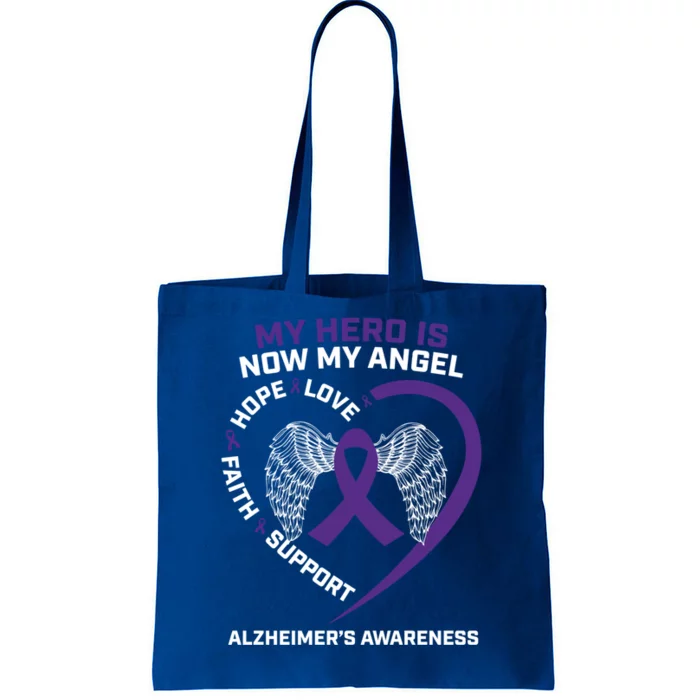 My Hero Is Now My Angel Detia Purple Alzheimers Awareness Gift Tote Bag