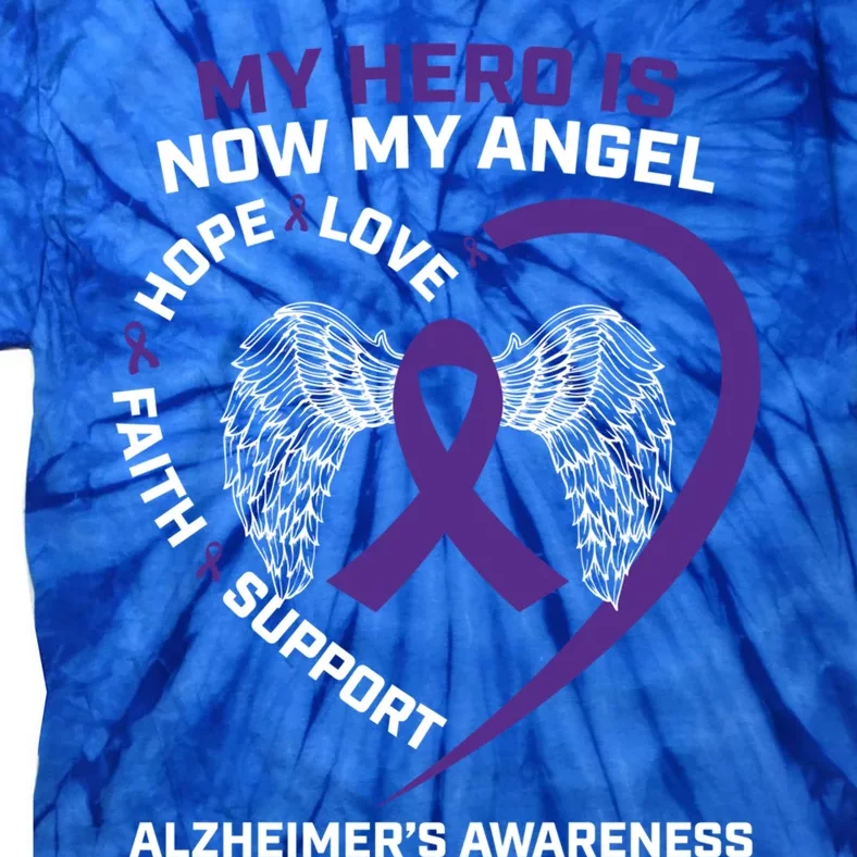 My Hero Is Now My Angel Detia Purple Alzheimers Awareness Gift Tie-Dye T-Shirt