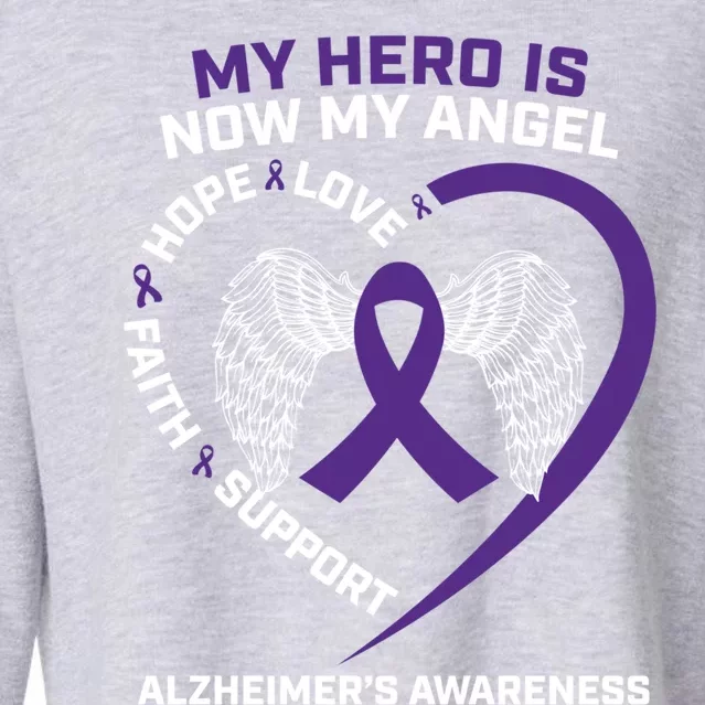 My Hero Is Now My Angel Detia Purple Alzheimers Awareness Gift Cropped Pullover Crew