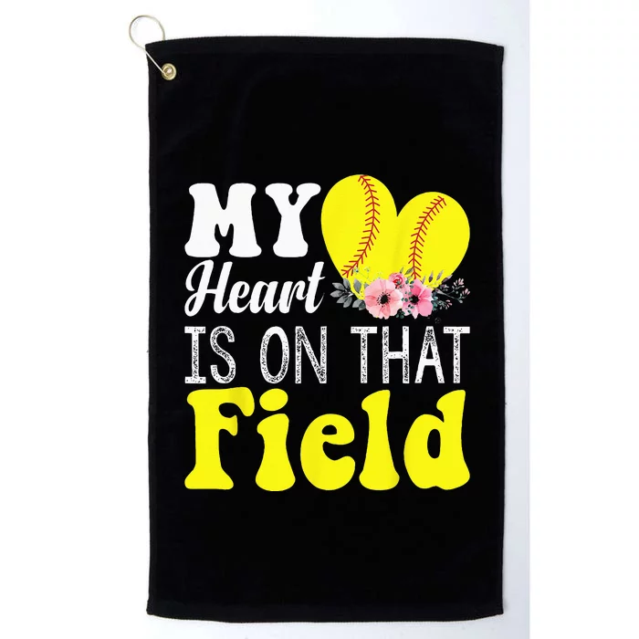 My Heart Is On That Field Baseball Softball Mom Gifts Platinum Collection Golf Towel