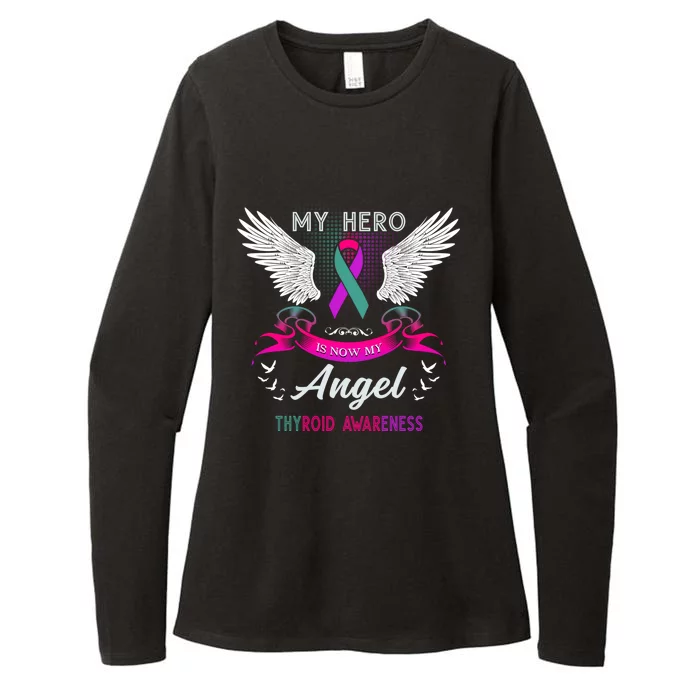 My Hero Is Now My Angel Thyroid Awareness Month Funny Gift Womens CVC Long Sleeve Shirt