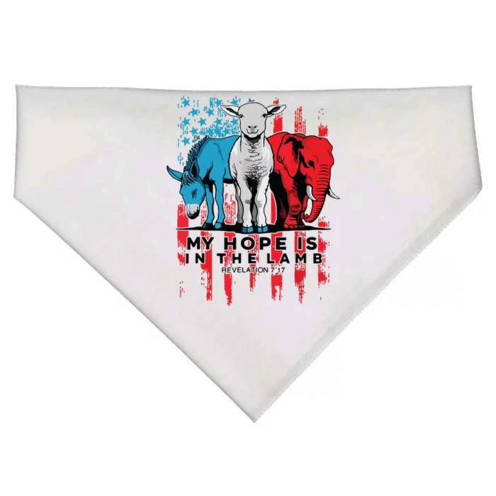 My Hope Is In The Lamb Christian Jesus God Donkey Elephan USA-Made Doggie Bandana