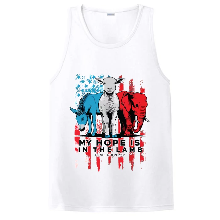 My Hope Is In The Lamb Christian Jesus God Donkey Elephan Performance Tank