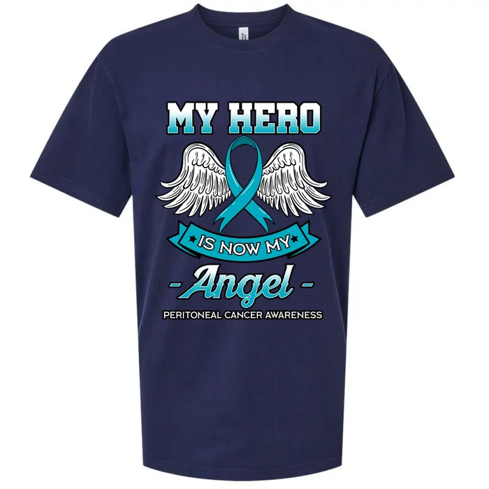 My Hero Is Now My Angel Peritoneal Cancer Awareness Advocate Gift Sueded Cloud Jersey T-Shirt