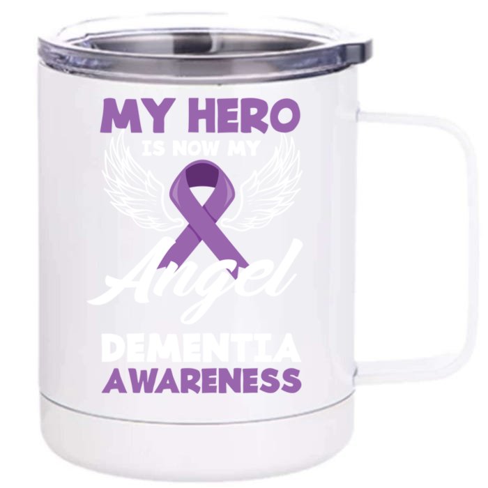 My Hero Is Now My Angel Purple Ribbon Detia Awareness Meaningful Gift Front & Back 12oz Stainless Steel Tumbler Cup