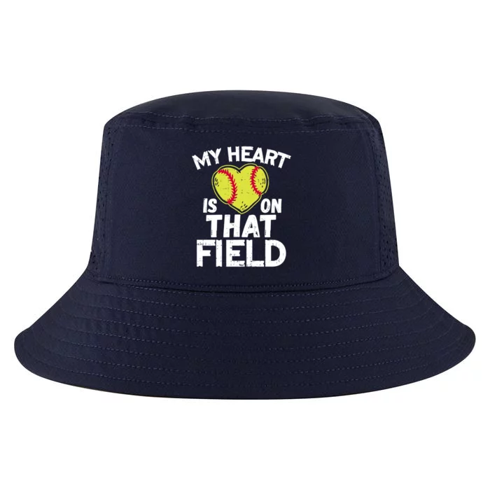 My Heart Is On That Field Softball Gift For Mom Dad Gift Cool Comfort Performance Bucket Hat