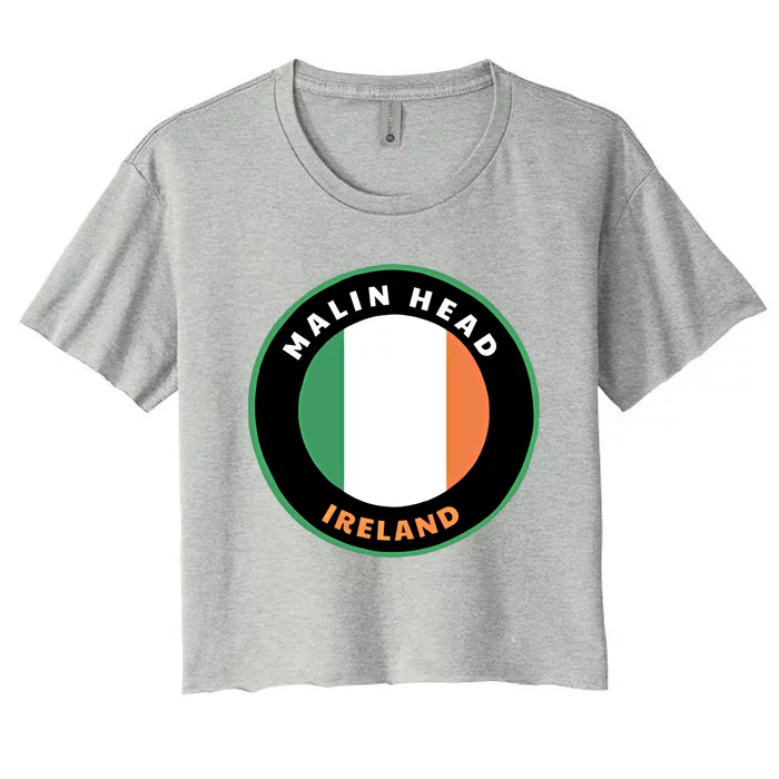 Malin Head Ireland Ie Irish Heritage And Pride Flag Badge Cool Gift Women's Crop Top Tee